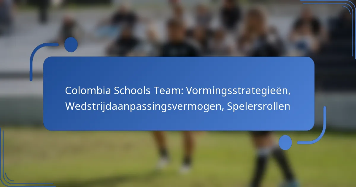 Colombia Schools Team: Vormingsstrategieën, Wedstrijdaanpassingsvermogen, Spelersrollen
