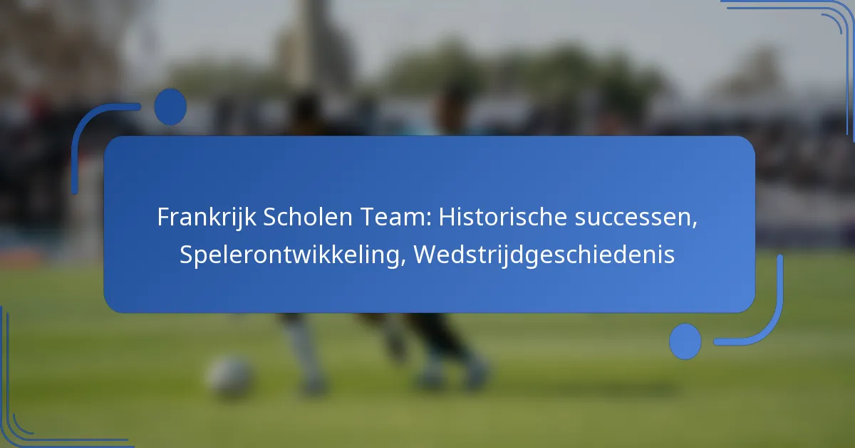 Frankrijk Scholen Team: Historische successen, Spelerontwikkeling, Wedstrijdgeschiedenis