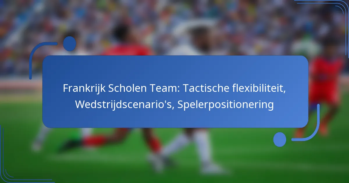 Frankrijk Scholen Team: Tactische flexibiliteit, Wedstrijdscenario’s, Spelerpositionering