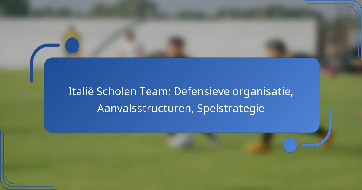 Italië Scholen Team: Defensieve organisatie, Aanvalsstructuren, Spelstrategie