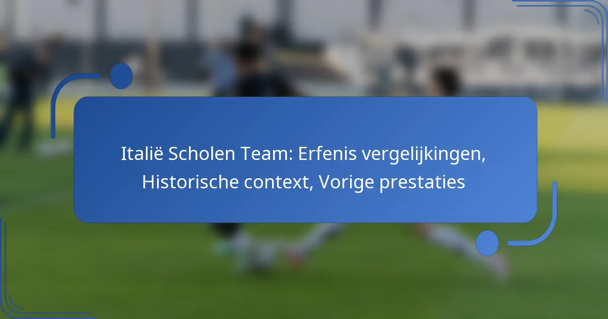 Italië Scholen Team: Erfenis vergelijkingen, Historische context, Vorige prestaties