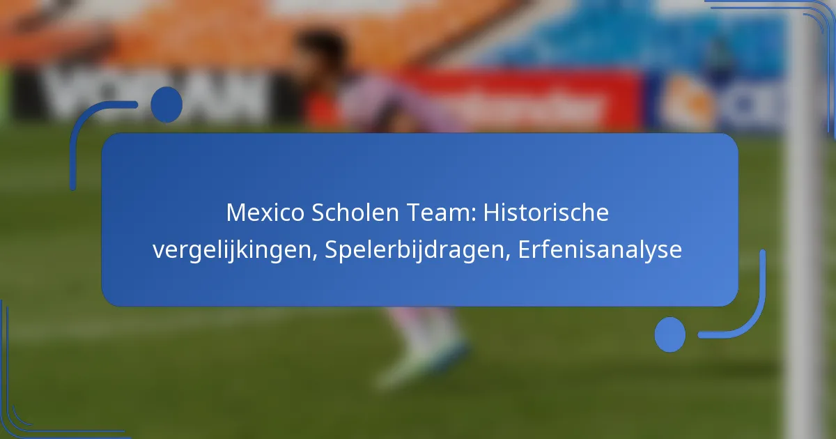 Mexico Scholen Team: Historische vergelijkingen, Spelerbijdragen, Erfenisanalyse