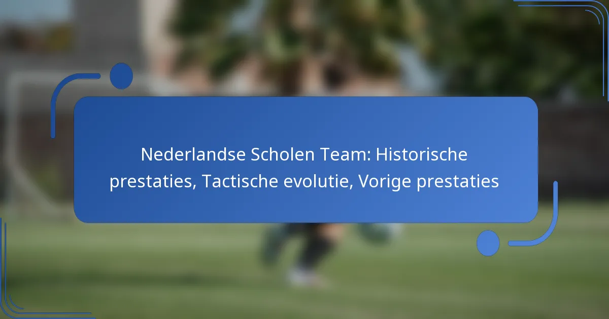 Nederlandse Scholen Team: Historische prestaties, Tactische evolutie, Vorige prestaties