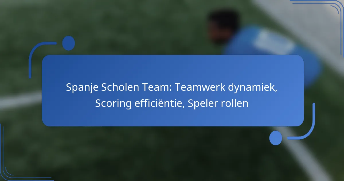 Spanje Scholen Team: Teamwerk dynamiek, Scoring efficiëntie, Speler rollen