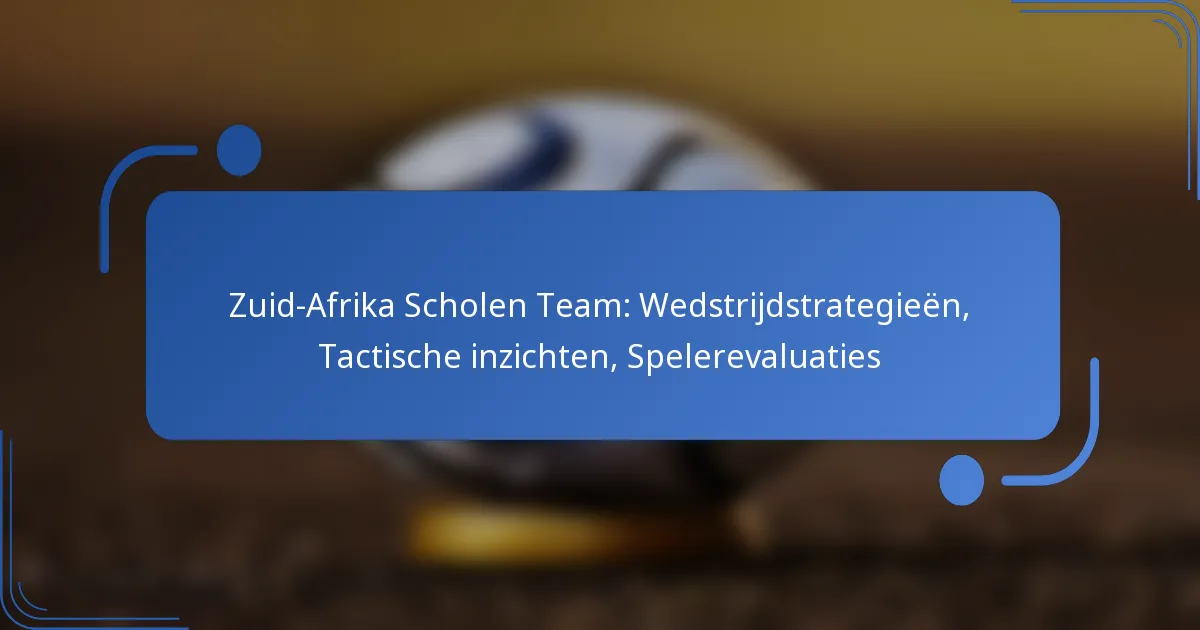 Zuid-Afrika Scholen Team: Wedstrijdstrategieën, Tactische inzichten, Spelerevaluaties
