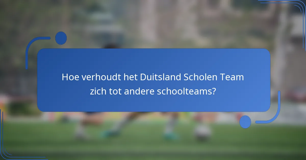 Hoe verhoudt het Duitsland Scholen Team zich tot andere schoolteams?