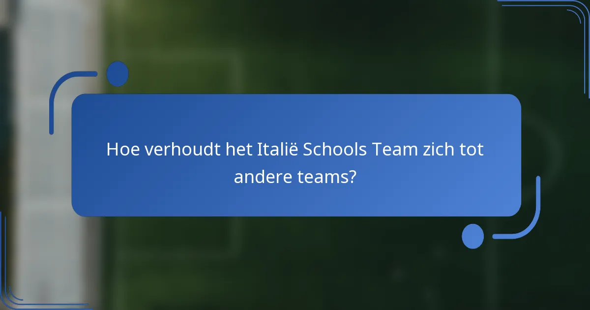 Hoe verhoudt het Italië Schools Team zich tot andere teams?