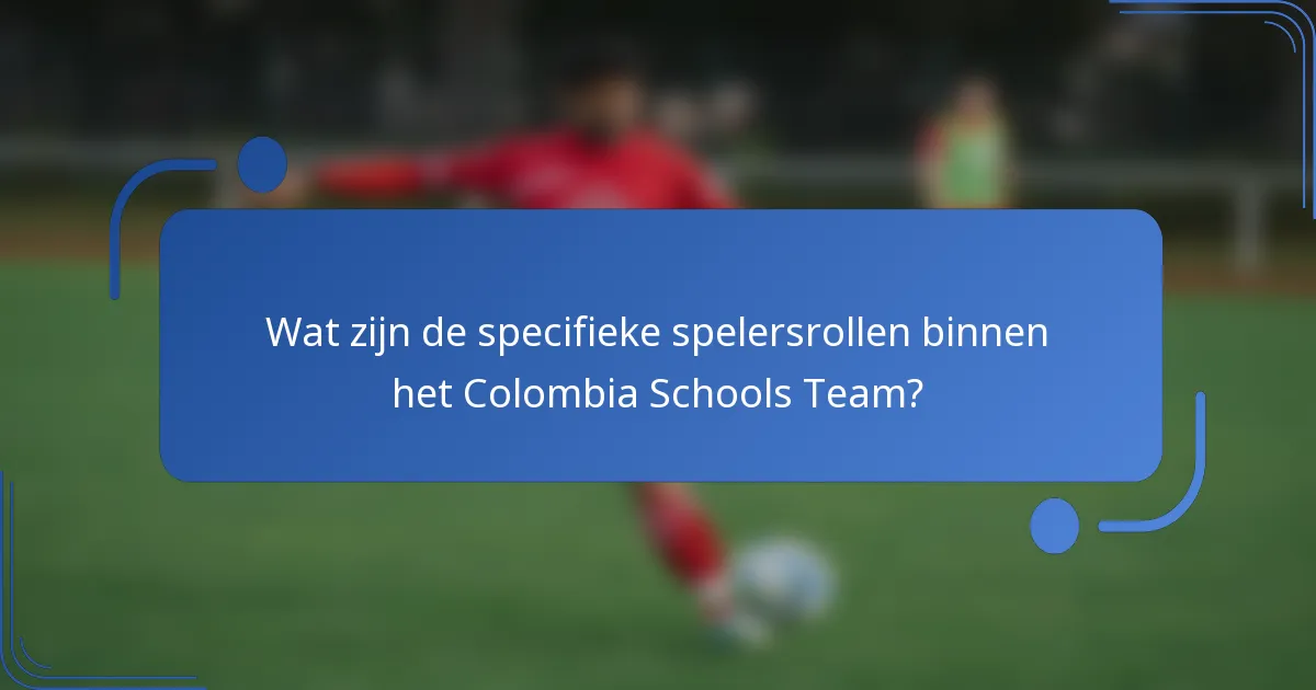 Wat zijn de specifieke spelersrollen binnen het Colombia Schools Team?