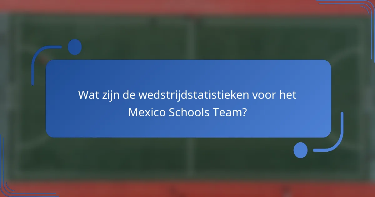 Wat zijn de wedstrijdstatistieken voor het Mexico Schools Team?