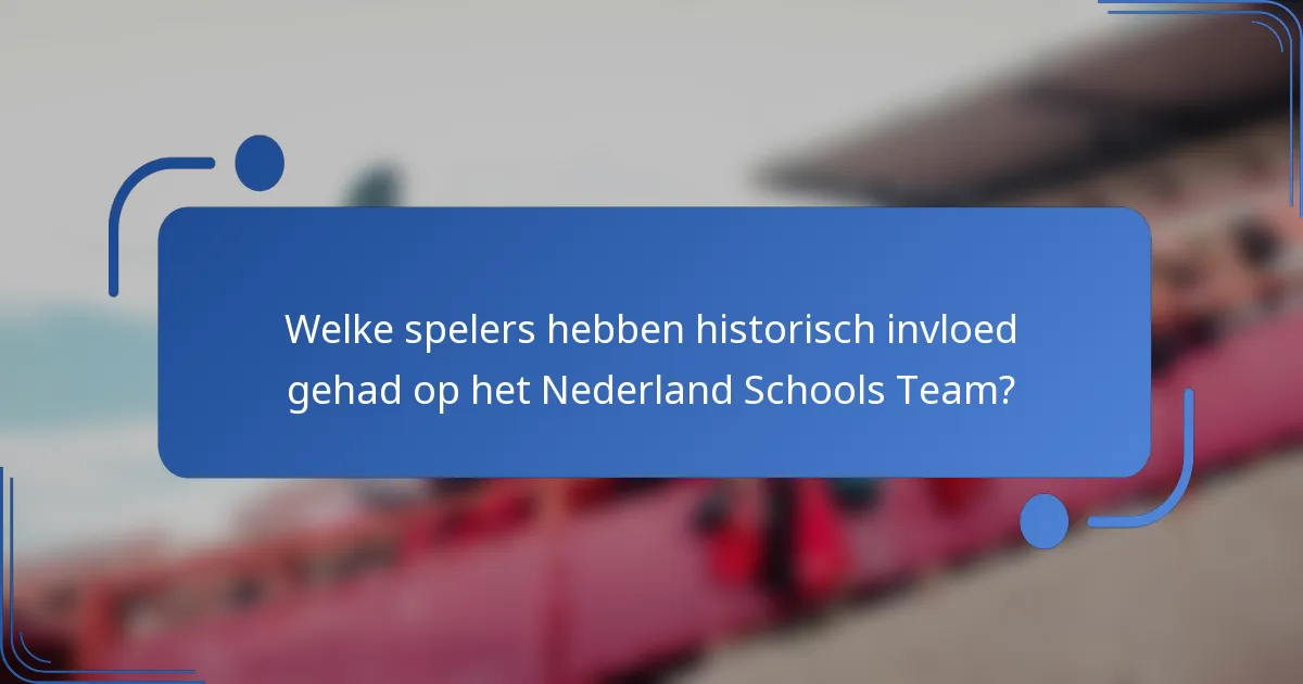 Welke spelers hebben historisch invloed gehad op het Nederland Schools Team?