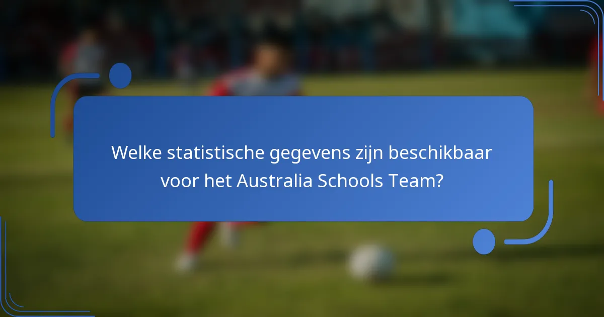 Welke statistische gegevens zijn beschikbaar voor het Australia Schools Team?